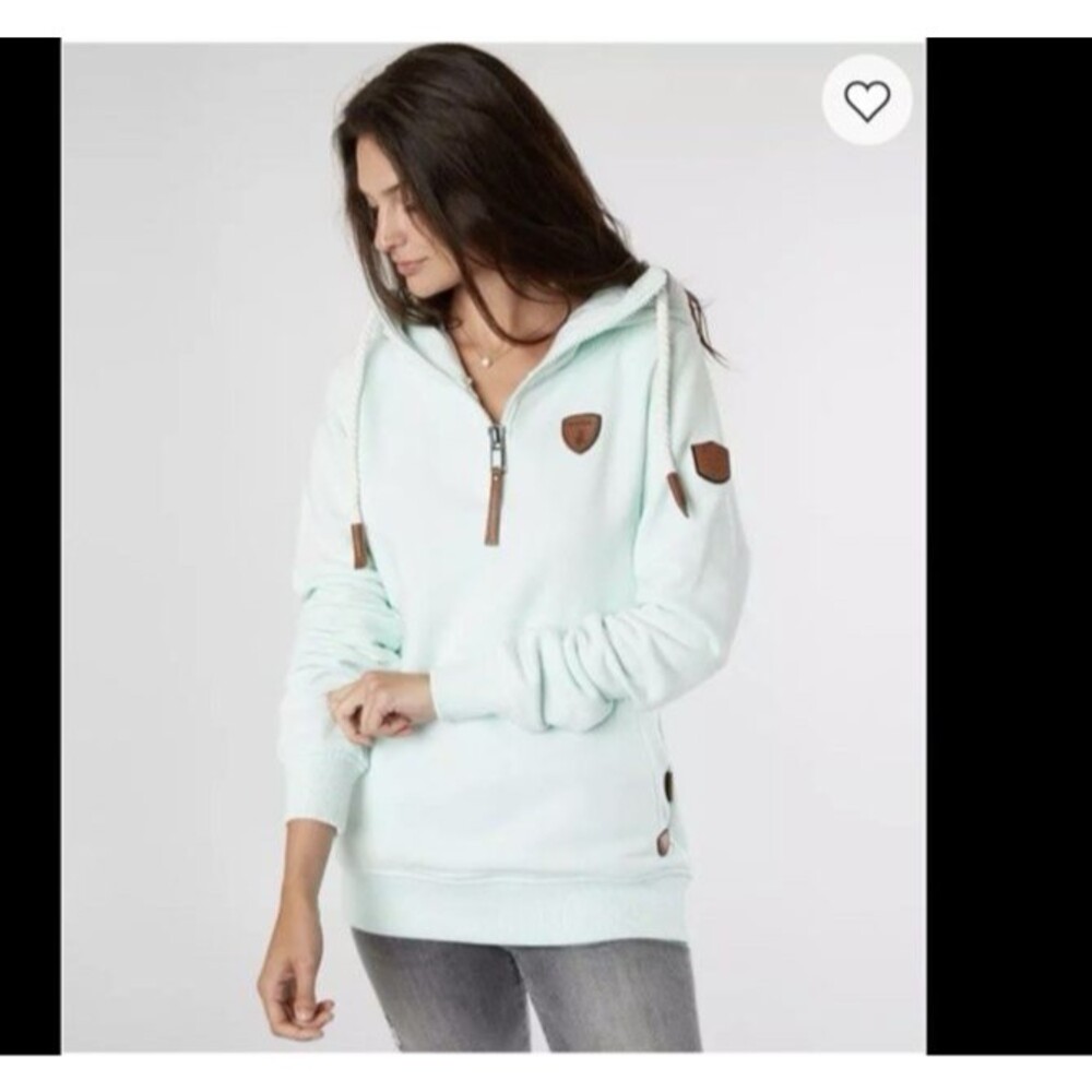 Wanakome Womens Artemis Hooded Sweatshirt 1/4 Zip Mint SIze XL